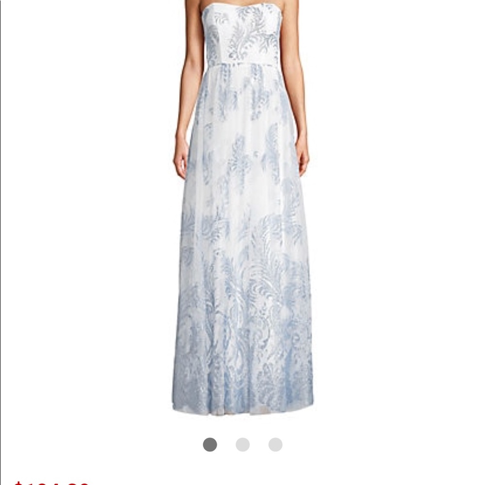 White and light blue prom dress